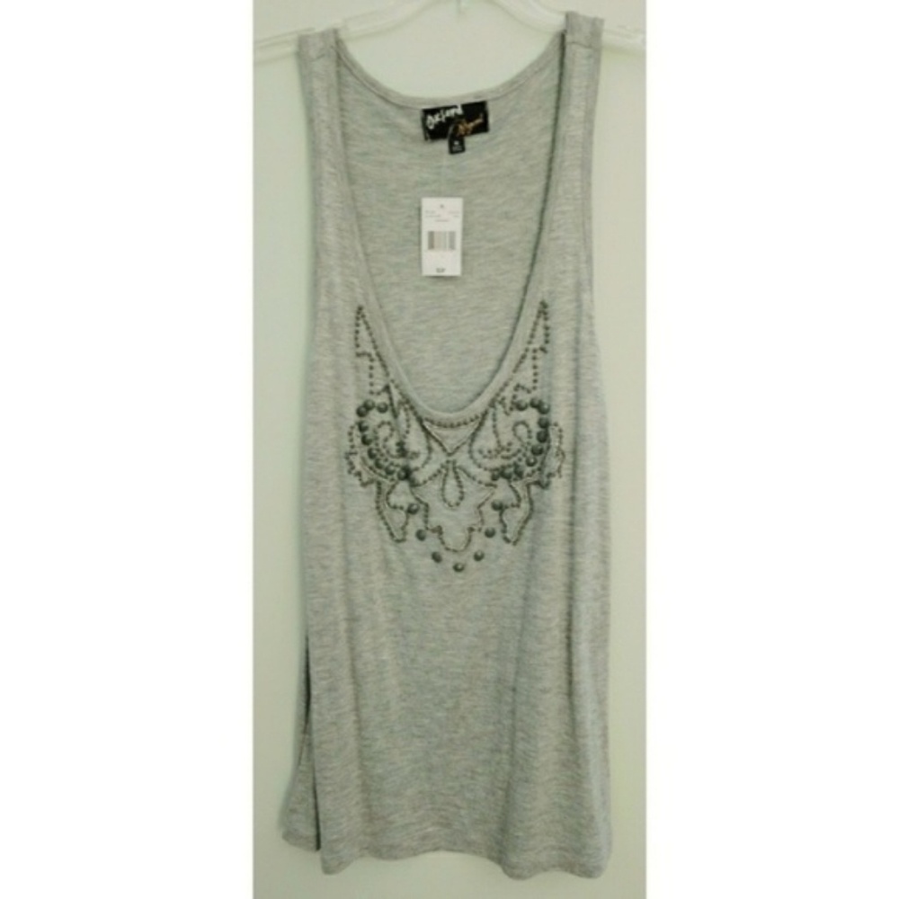 Beaded Low Cut Scoop Neck Tank